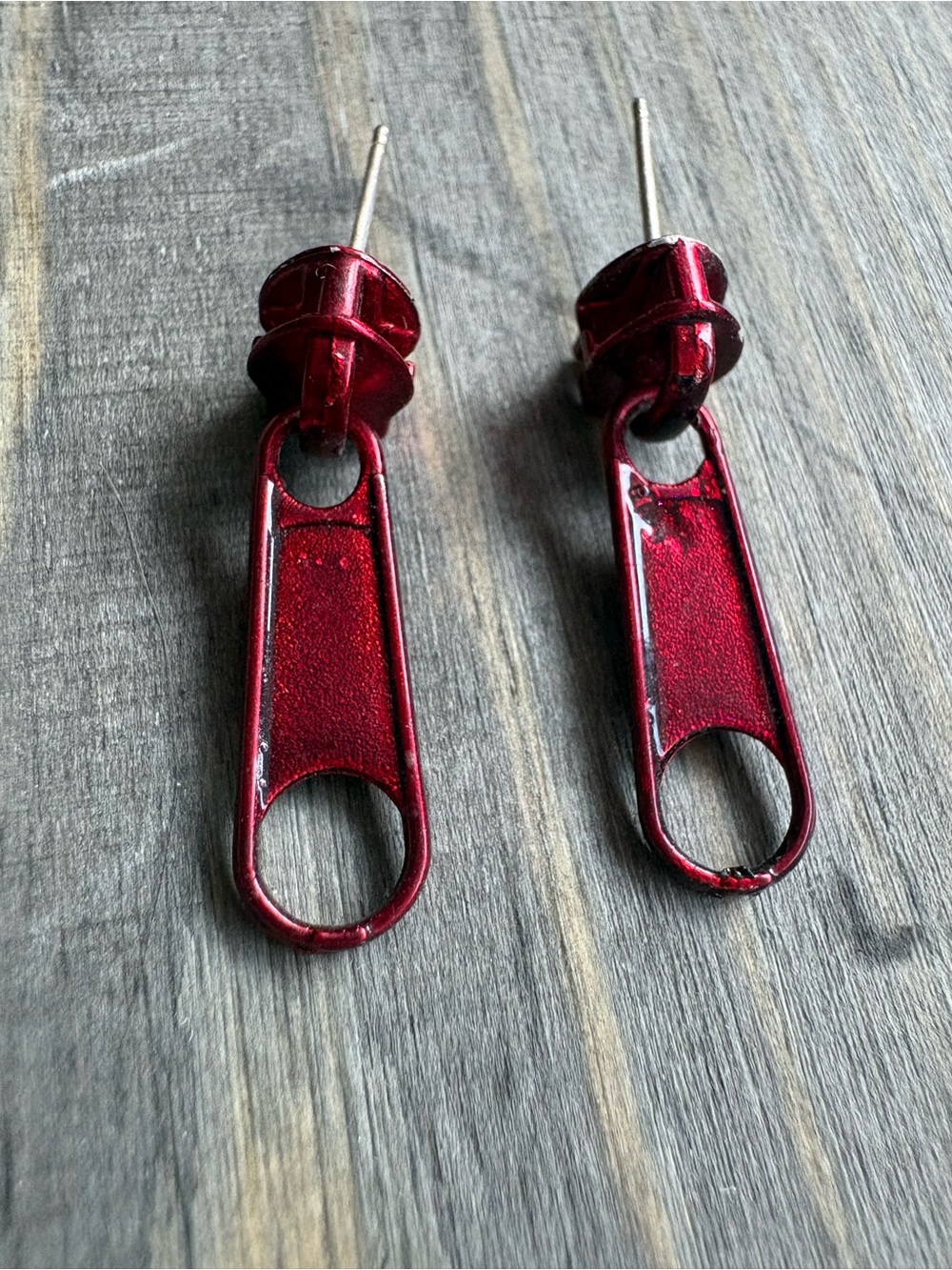 Red Zipper Earrings